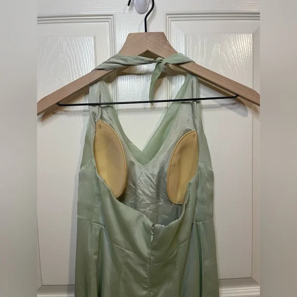 Watters & Watters Sage Green Halter Floor Length Gown Coquette Girl Size 2 - Picture 7 of 9